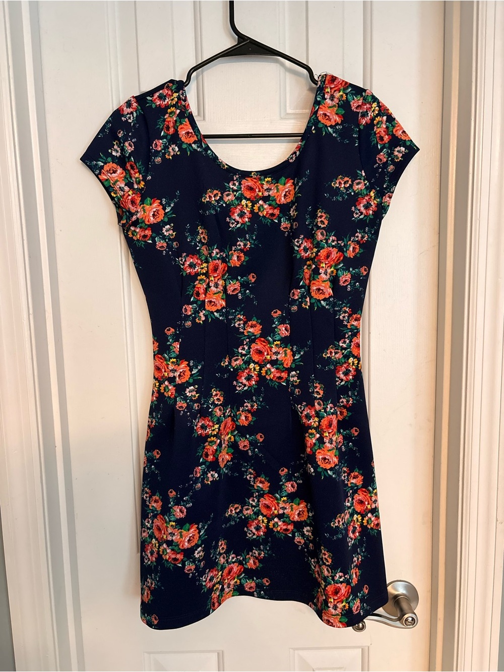 My Michelle Navy Mini Dress with Orange Floral Print